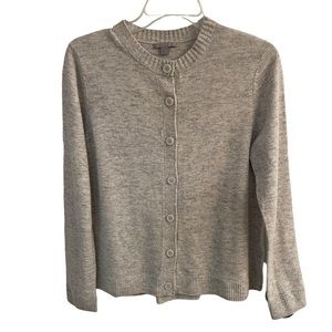 COS Heather Grey A line Back Pleat 100% Wool Cardigan Lagenlook Minimalist